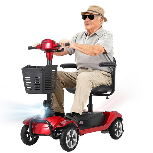 Garvee Foldable 4-Wheel Mobility Scooter for Adults with 350W Motor, 20Ah Battery, 20-Mile Range, Indoor/Outdoor Use, Lightweight Stainless Steel, Black